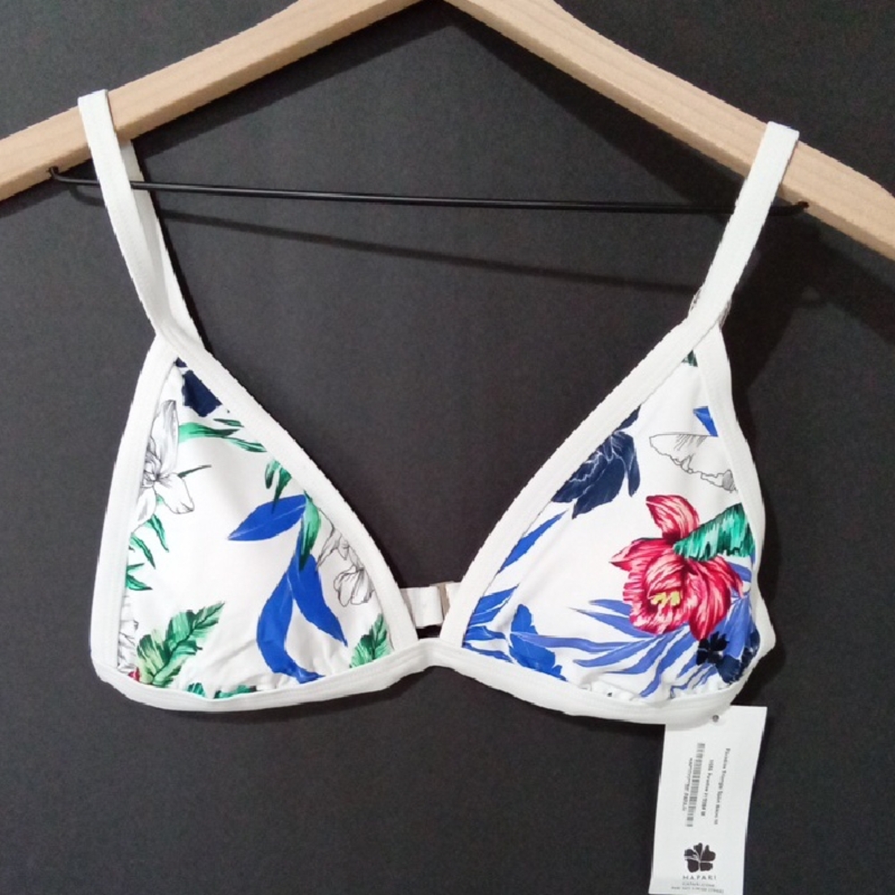 Hapari NWT Floral Paradise Triangle Spirt Bikini Top Size 8/10 M